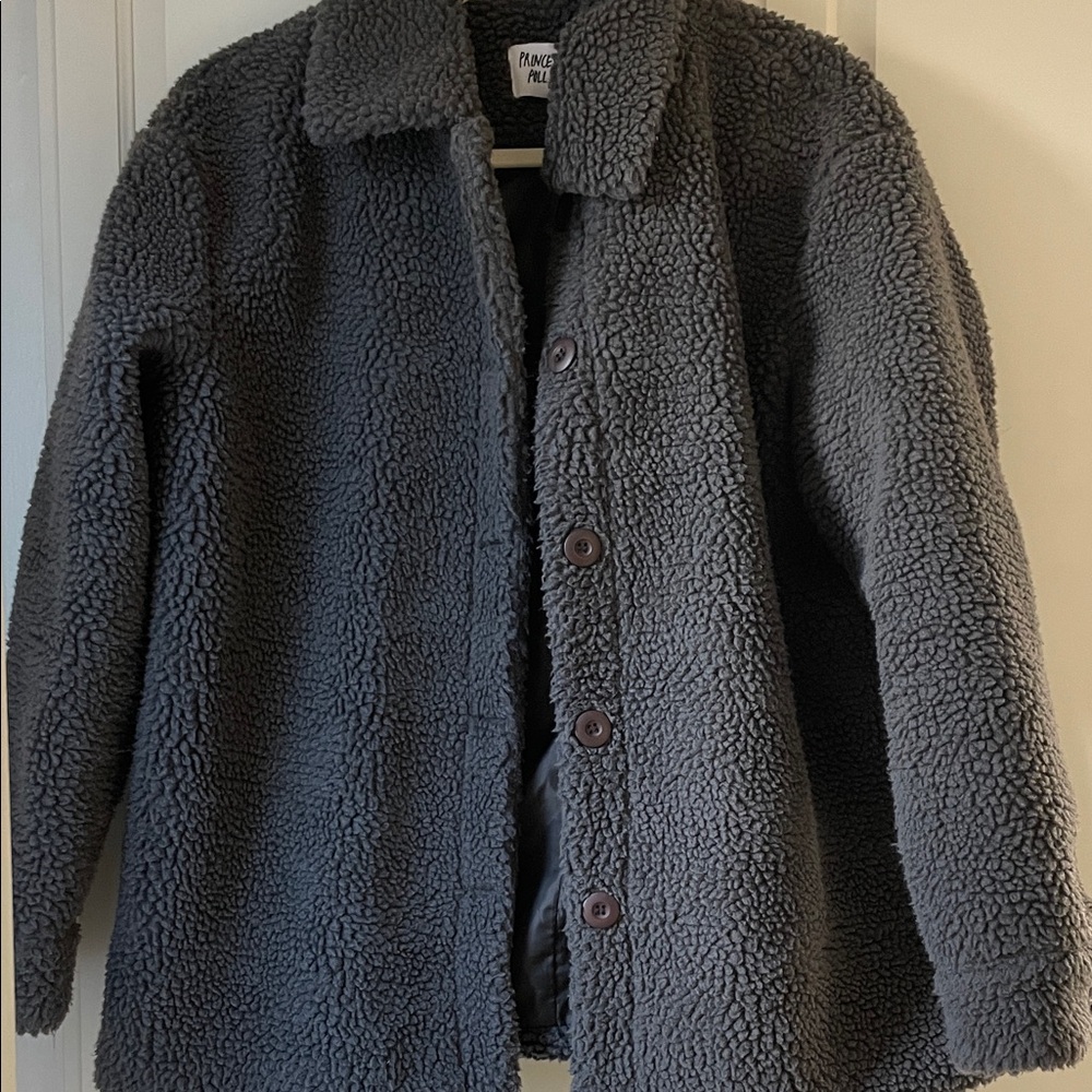 Princess Polly Gray Sherpa Coat